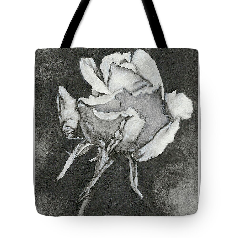 Drawing Tote Bag featuring the drawing Rose2 by Terri Mills