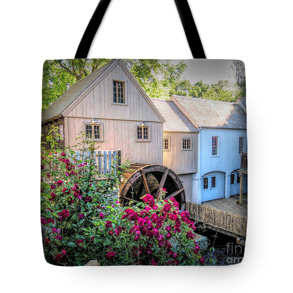 Roses Tote Bag featuring the photograph Roses at the Plimoth Grist Mill by Janice Drew