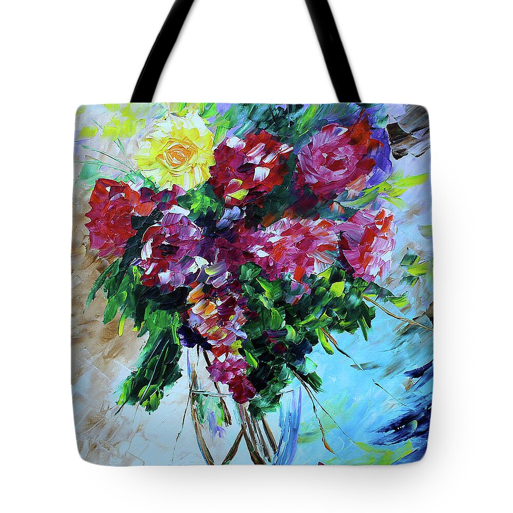 Palette Knife Paintings Tote Bag featuring the painting Roses by Kevin Brown