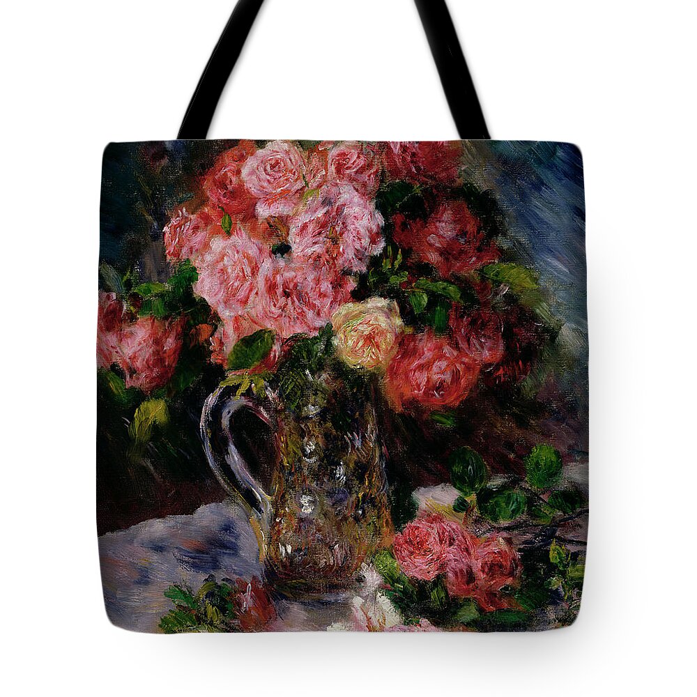 Roses Tote Bag featuring the painting Roses by Pierre Auguste Renoir