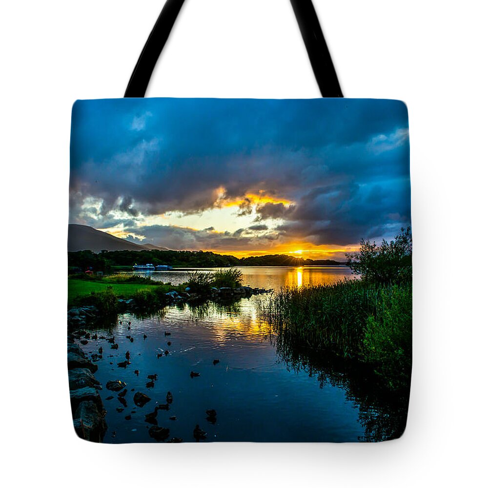 Ireland Tote Bag featuring the photograph Ross Castle at Lough Leane in Ireland by Andreas Berthold