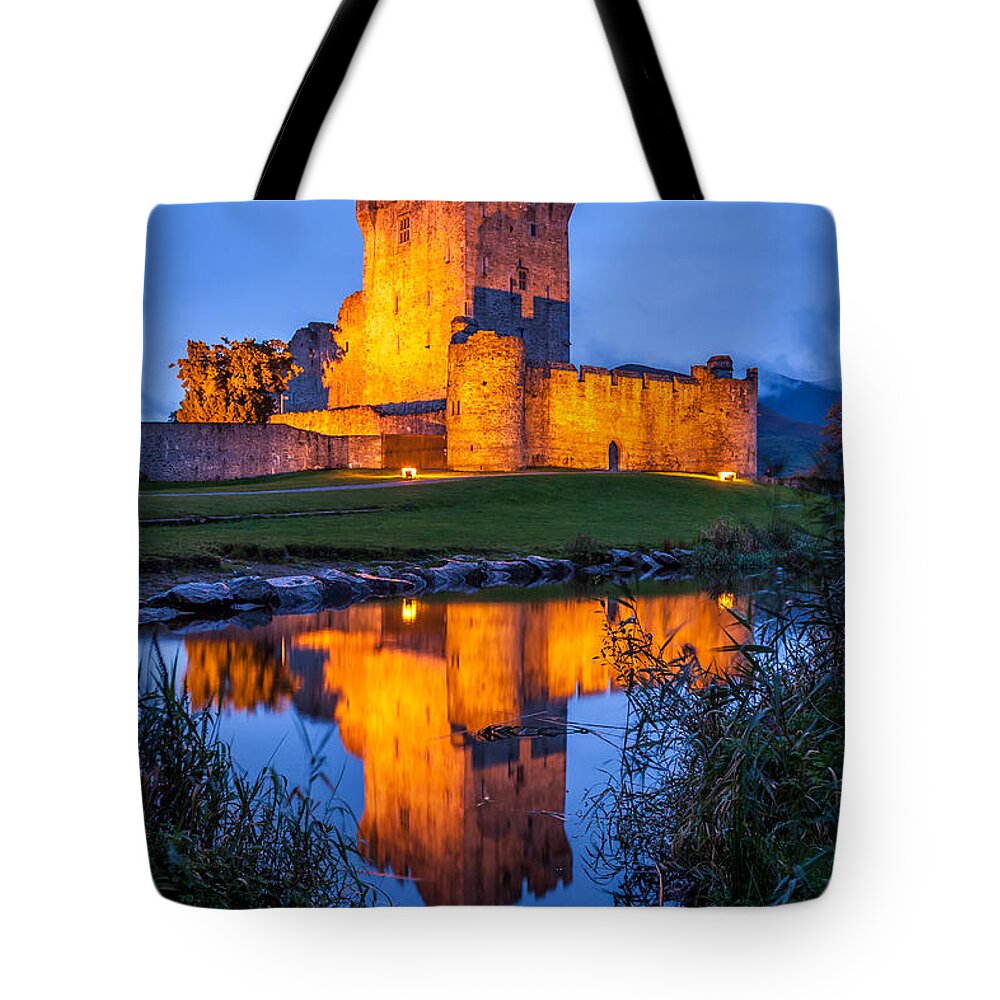 Ross Castle Tote Bag featuring the photograph Ross Castle Killarney Ireland by Pierre Leclerc Photography
