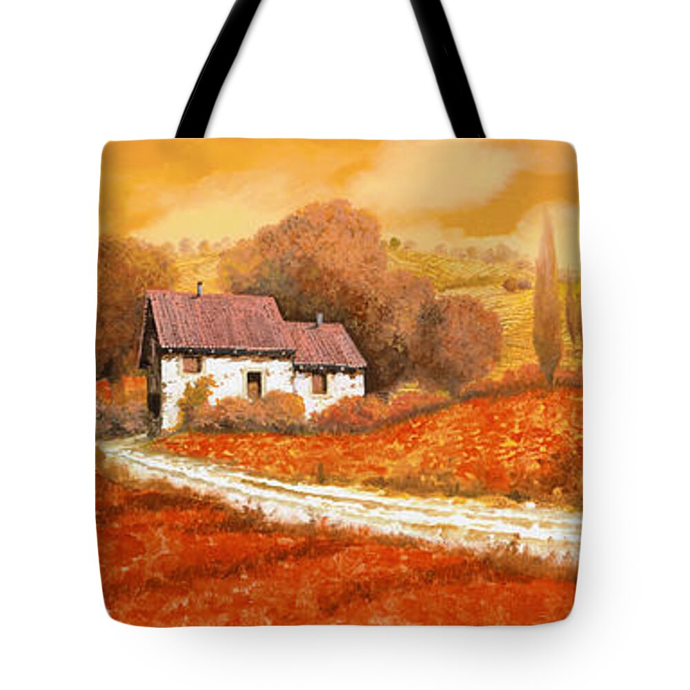 Tuscany Tote Bag featuring the painting I papaveri rossi by Guido Borelli