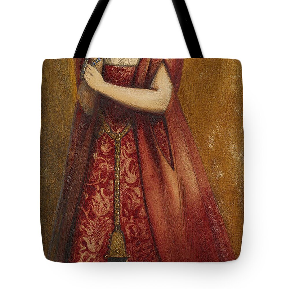 Dante Gabriel Rossetti Tote Bag featuring the painting Rosso Vestita by Dante Gabriel Rossetti