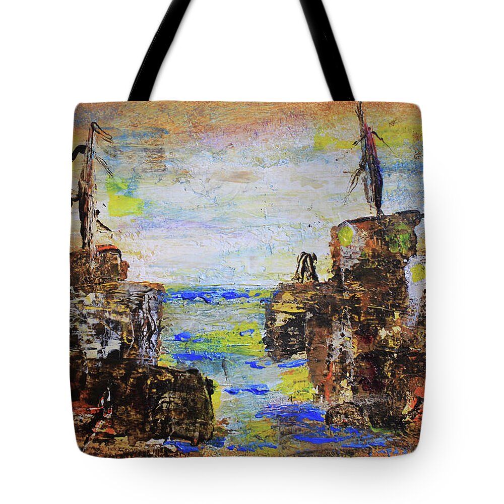 Landscape Tote Bag featuring the painting Rough Country Abstract by April Burton