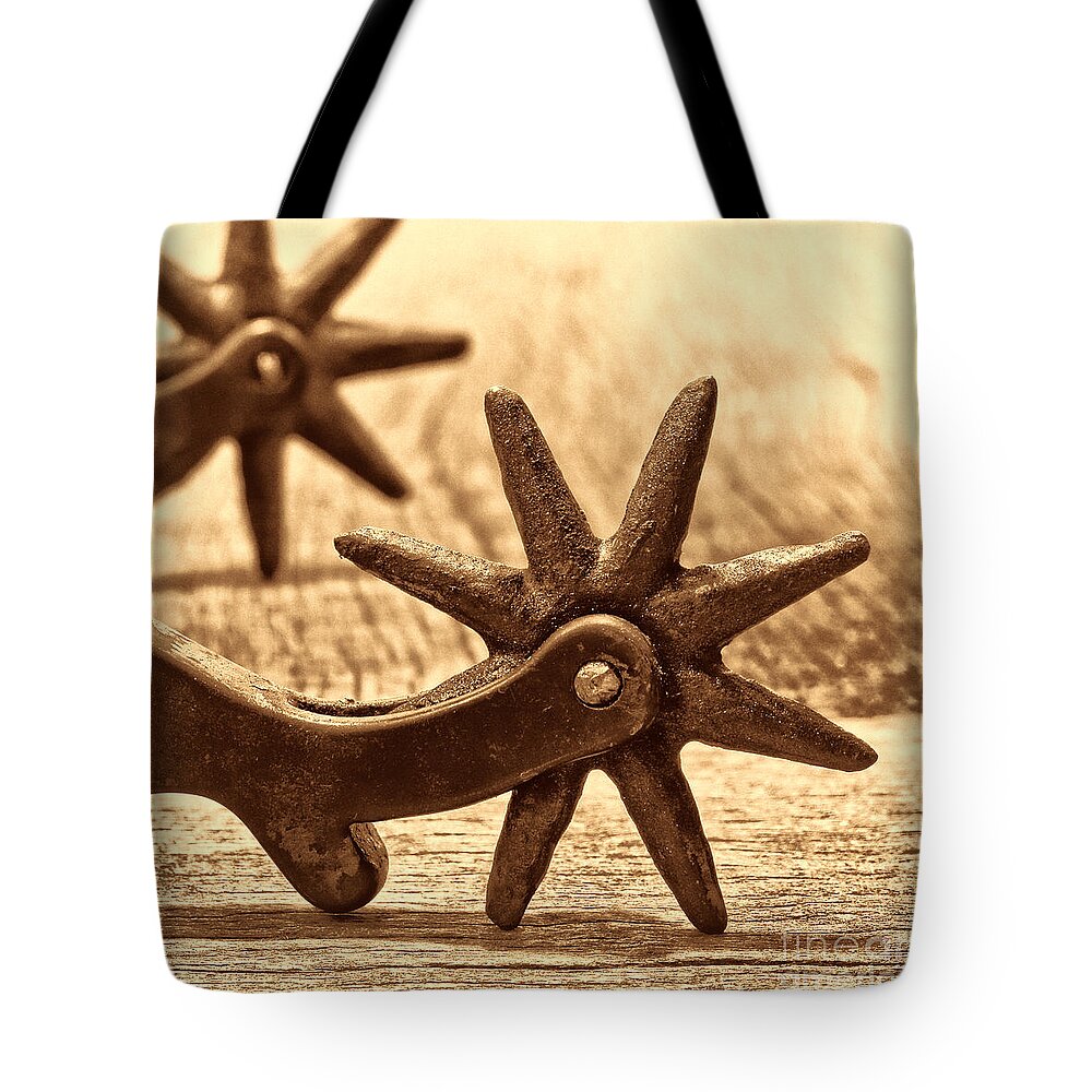 Spurs Tote Bag featuring the photograph Rough Spurs by American West Legend By Olivier Le Queinec