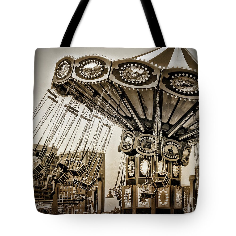 Coney Island Tote Bag featuring the photograph Round and Round in Coney by Onedayoneimage Photography