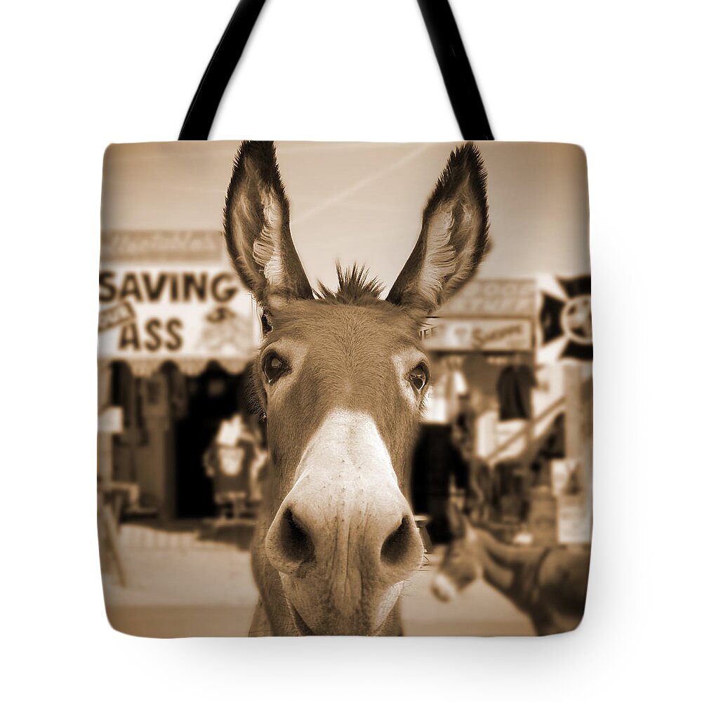 Route 66 Tote Bag featuring the photograph Route 66 - Oatman Donkeys by Mike McGlothlen