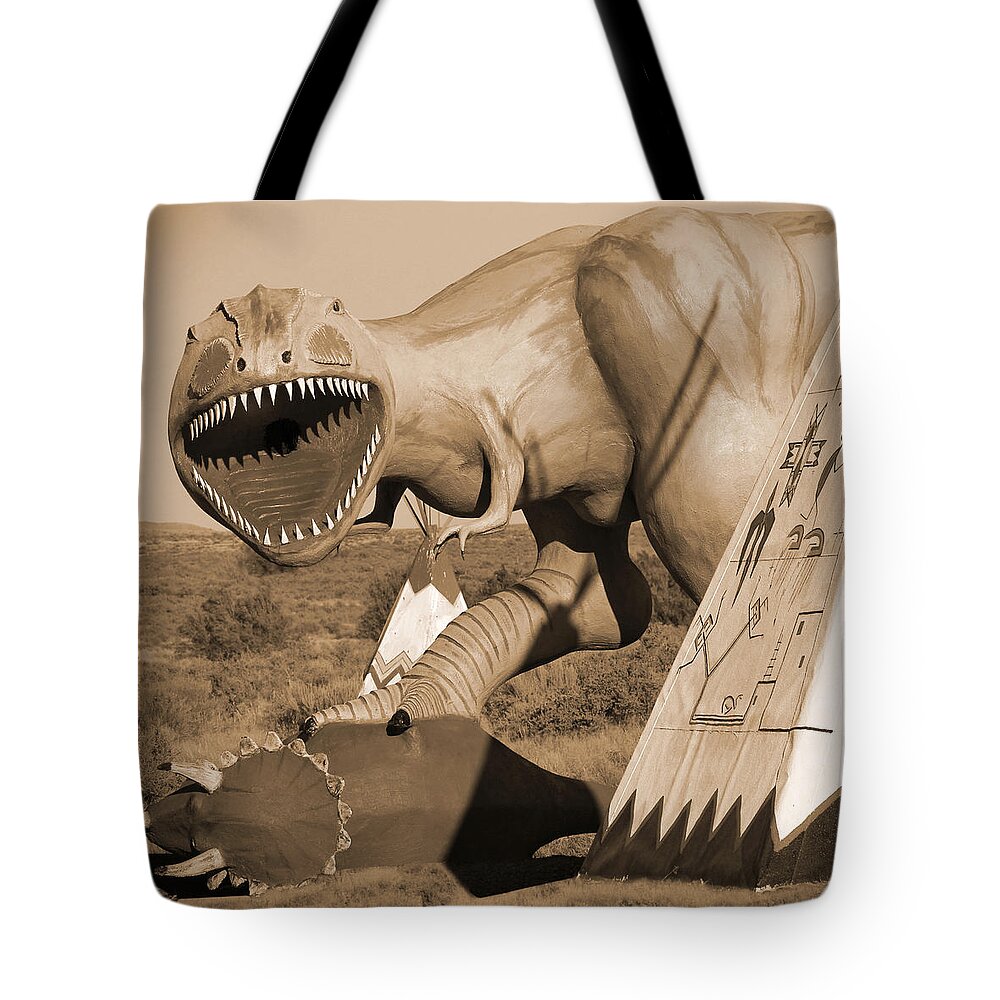 Tee Pee Tote Bag featuring the photograph Route 66 - Painted Desert Indian Center by Mike McGlothlen
