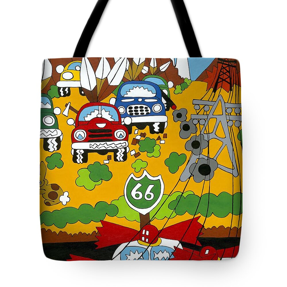 Desert Tote Bag featuring the painting Route 66 by Rojax Art