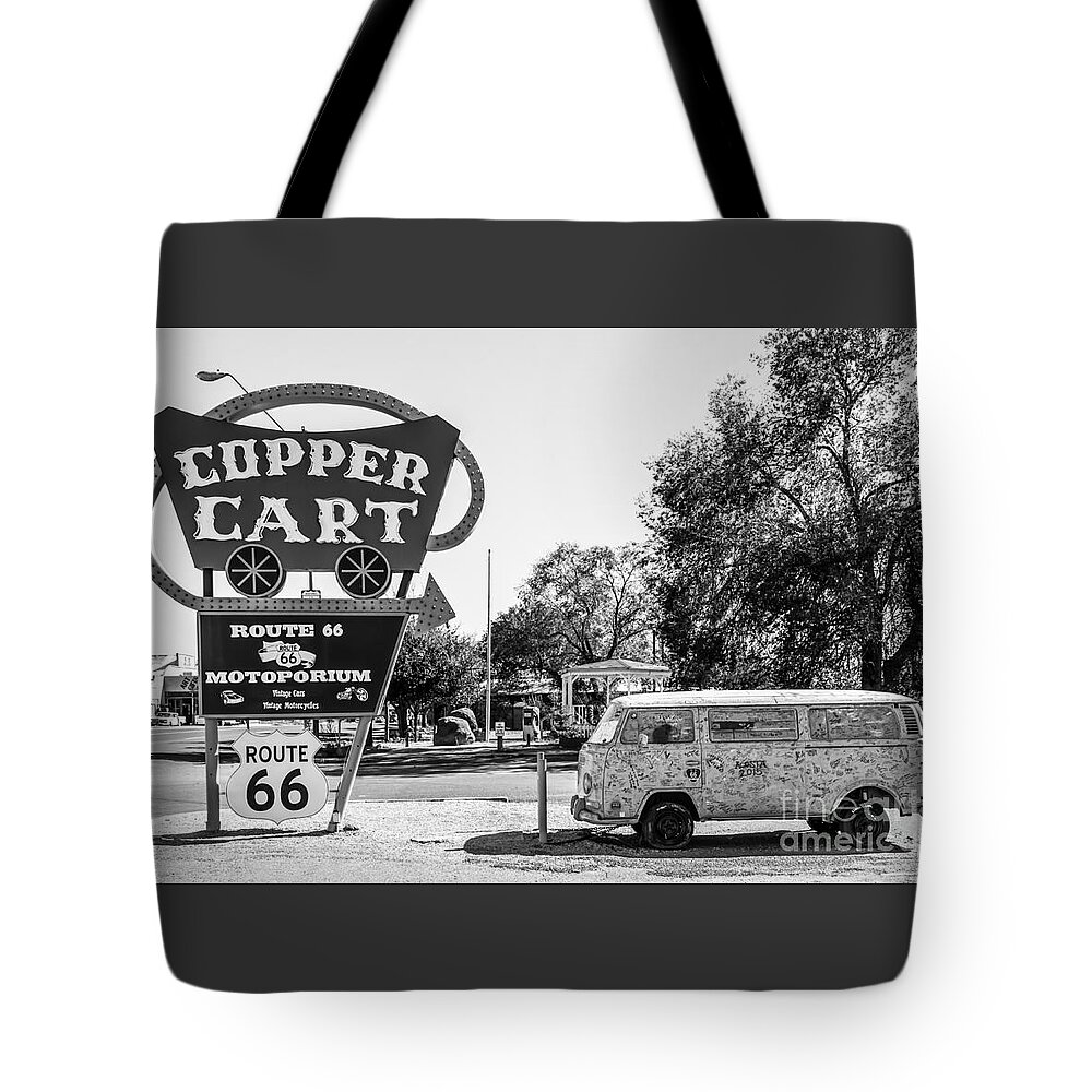 Route 66 Tote Bag featuring the photograph Route 66 VW Micro Bus by Anthony Sacco