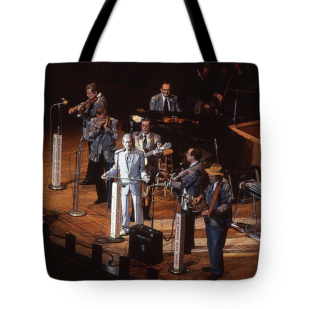 Roy Acuff Tote Bag featuring the photograph Roy Acuff at the Grand Ole Opry by Jim Mathis