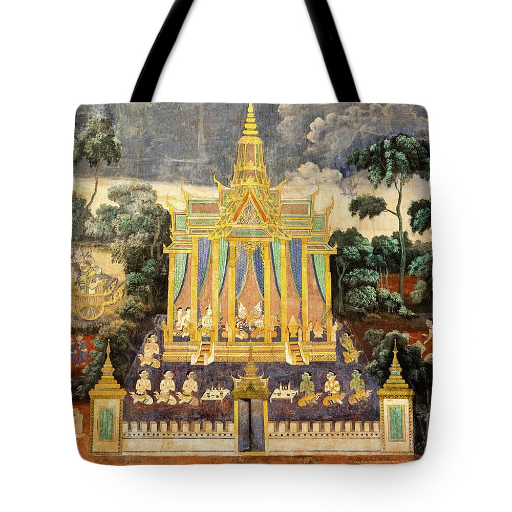 Cambodia Tote Bag featuring the photograph Royal Palace Ramayana 04 by Rick Piper Photography