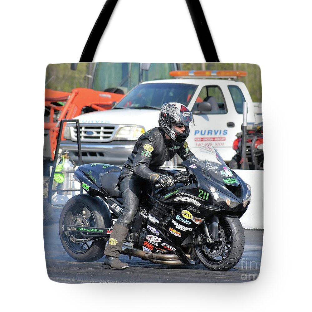 Motorcycle Tote Bag featuring the photograph RPR 211 Robert 5 by Jack Norton