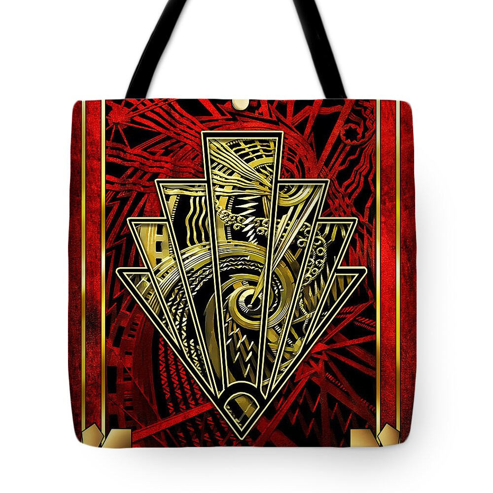Staley Tote Bag featuring the digital art Ruby Red and Gold by Chuck Staley
