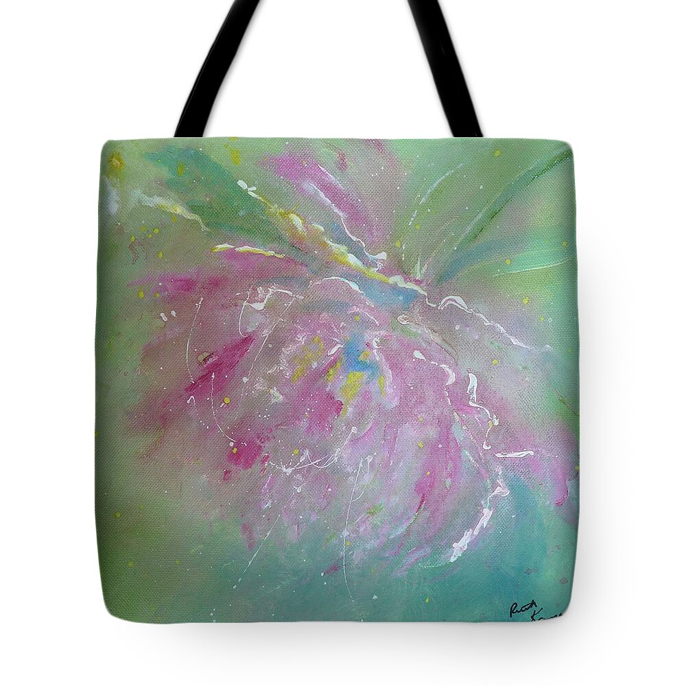 Peony Tote Bag featuring the painting Ruby Red Peony by Ruth Kamenev