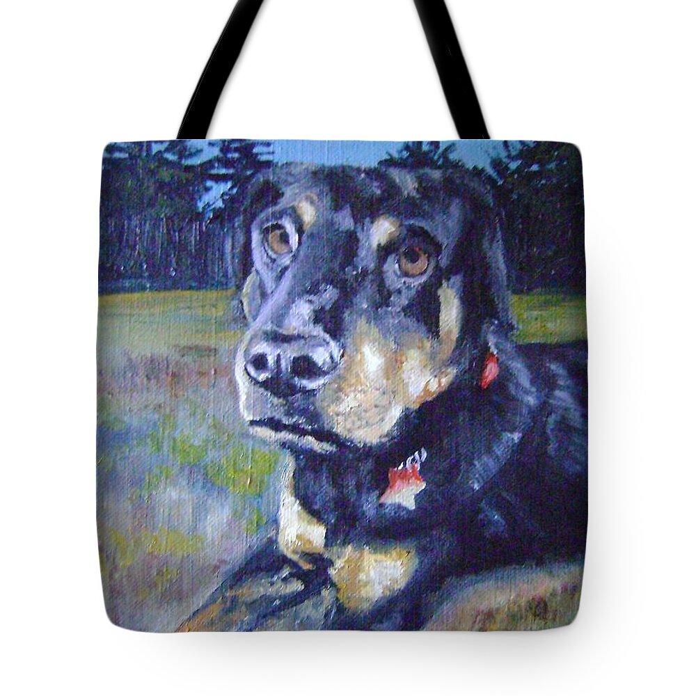 Dog Tote Bag featuring the painting Ruby by Therese Legere