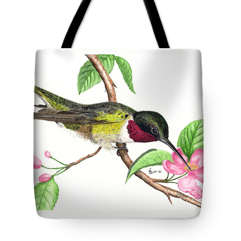Hummingbird Tote Bag featuring the painting Ruby-throated Hummingbird by Lynn Quinn