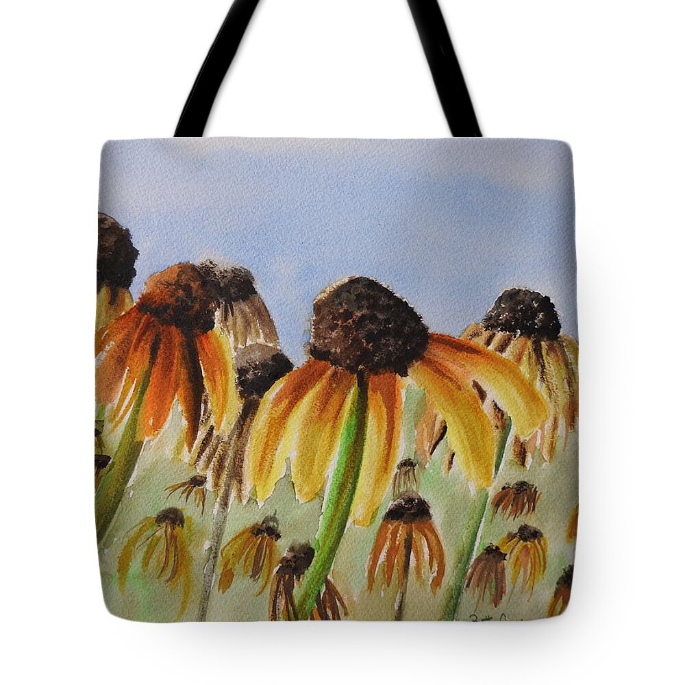 Black Eyed Susans Tote Bag featuring the painting Rudbeckia Hirta by Betty-Anne McDonald