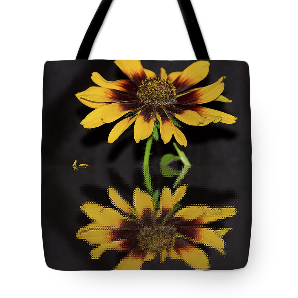 Reflection Tote Bag featuring the photograph Rudbeckia Reflection by Donna Brown