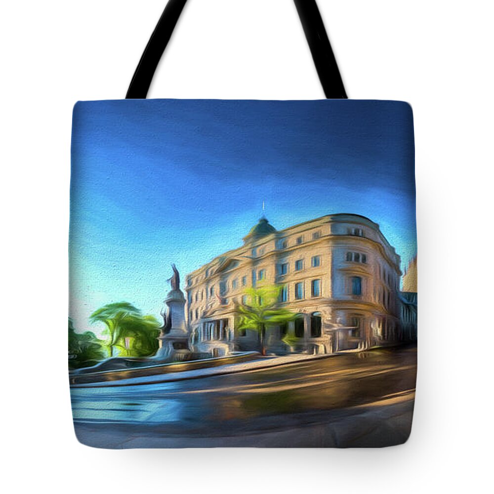 19th Century Tote Bag featuring the photograph Rue Port Dauphin - Painting by Chris Bordeleau