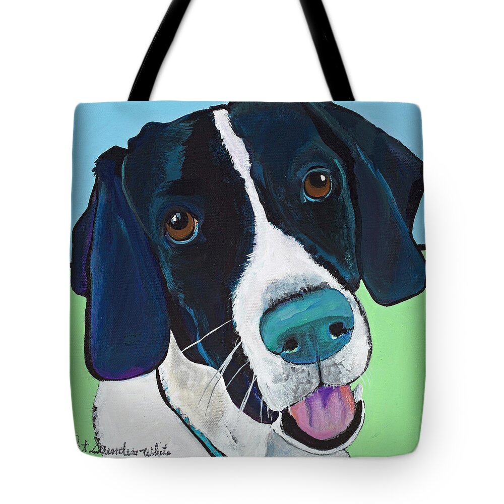 Rescue Dog Tote Bag featuring the painting Ruger by Pat Saunders-White