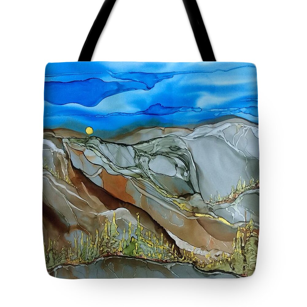 Landscape Tote Bag featuring the painting Rugged by Pat Purdy