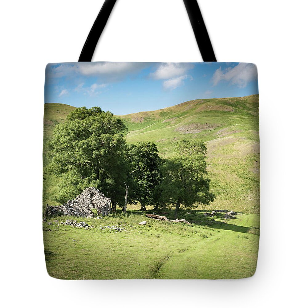 Borders Tote Bag featuring the photograph Ruined homestead by Gary Eason