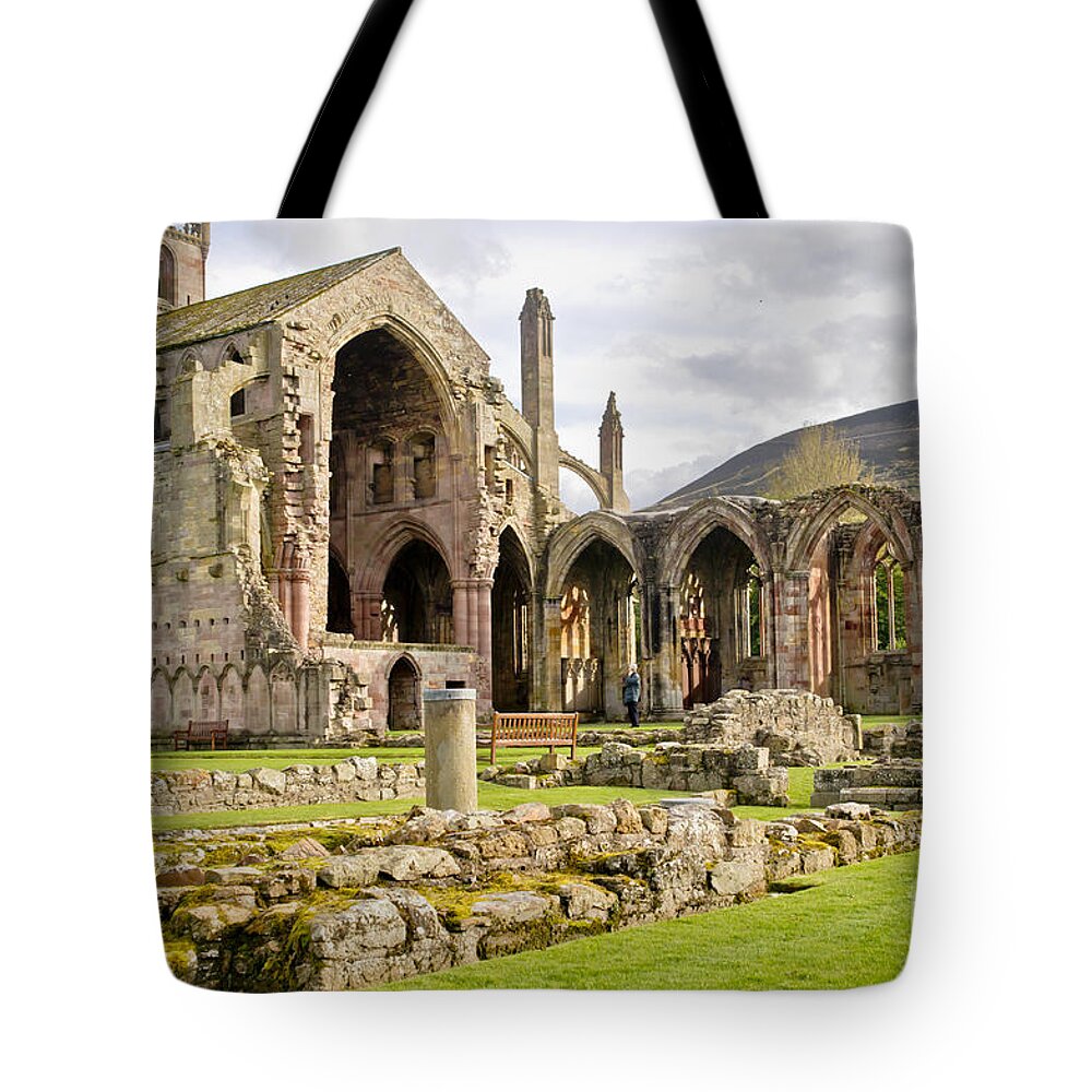 Melrose Abbey Tote Bag featuring the photograph Ruins. Melrose Abbey. by Elena Perelman