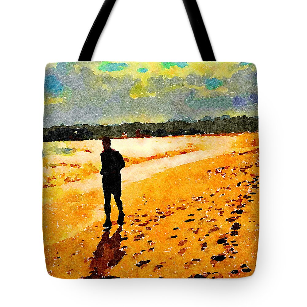 Runner Tote Bag featuring the painting Running in the Golden Light by Angela Treat Lyon