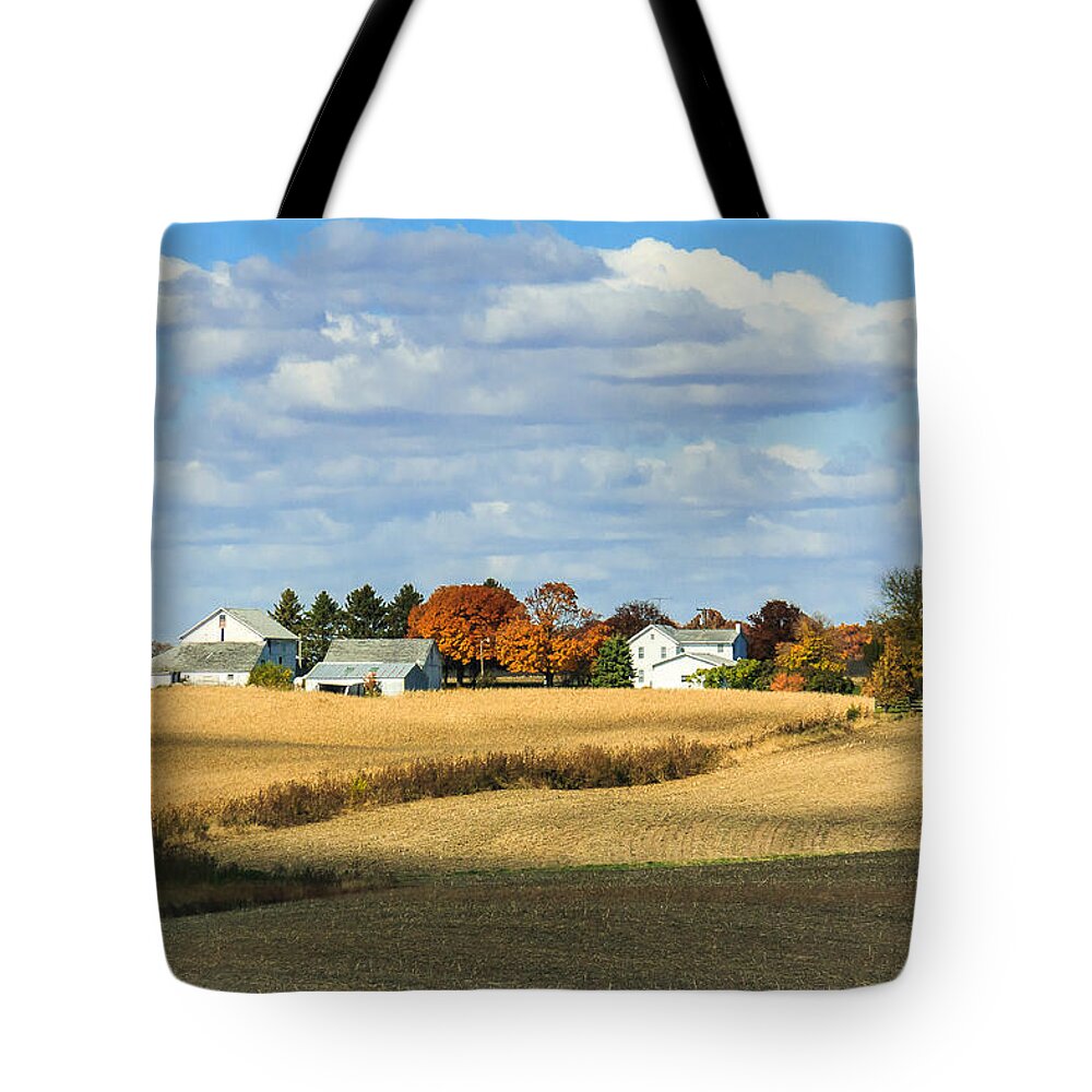 Farm Tote Bag featuring the photograph Rural Farm in Fall by Joni Eskridge