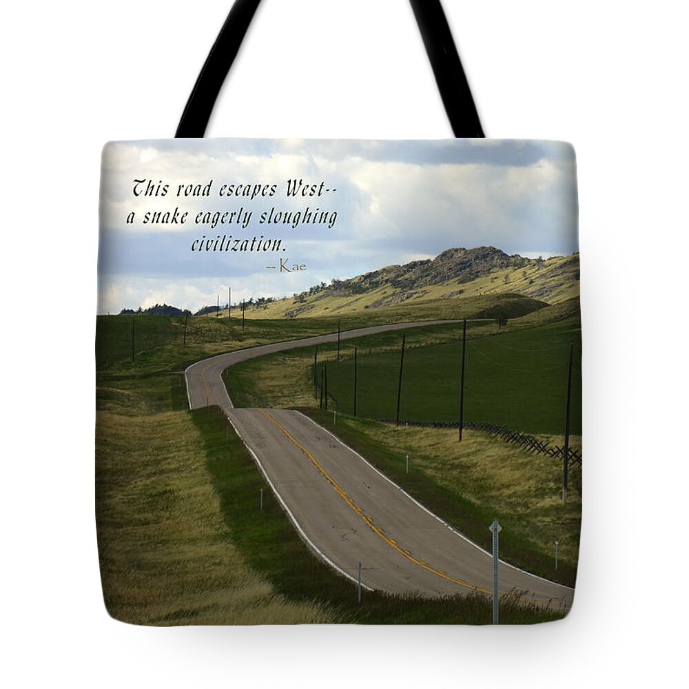 Rural Landscape Tote Bag featuring the photograph Rural Landscape with Haiku by Kae Cheatham