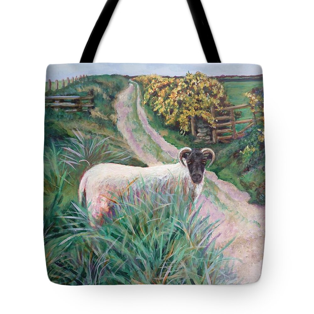 Sheep Tote Bag featuring the painting Rural Peace by Linda Markwardt