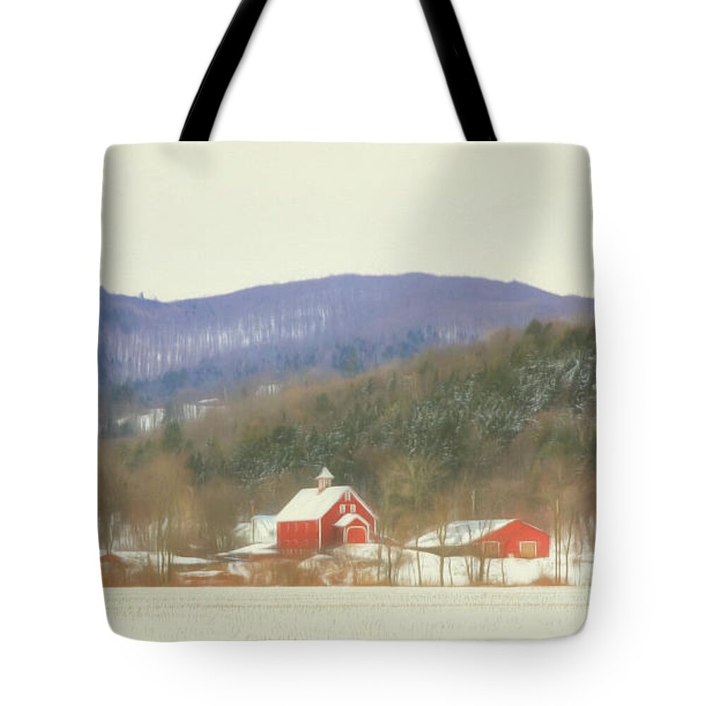 Barn Tote Bag featuring the digital art Rural Vermont by Sharon Batdorf