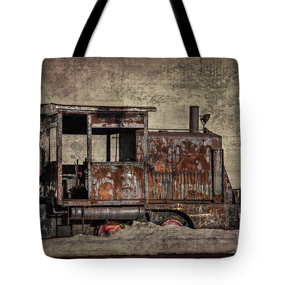 Train Tote Bag featuring the photograph Rustic Engine by Judy Wolinsky