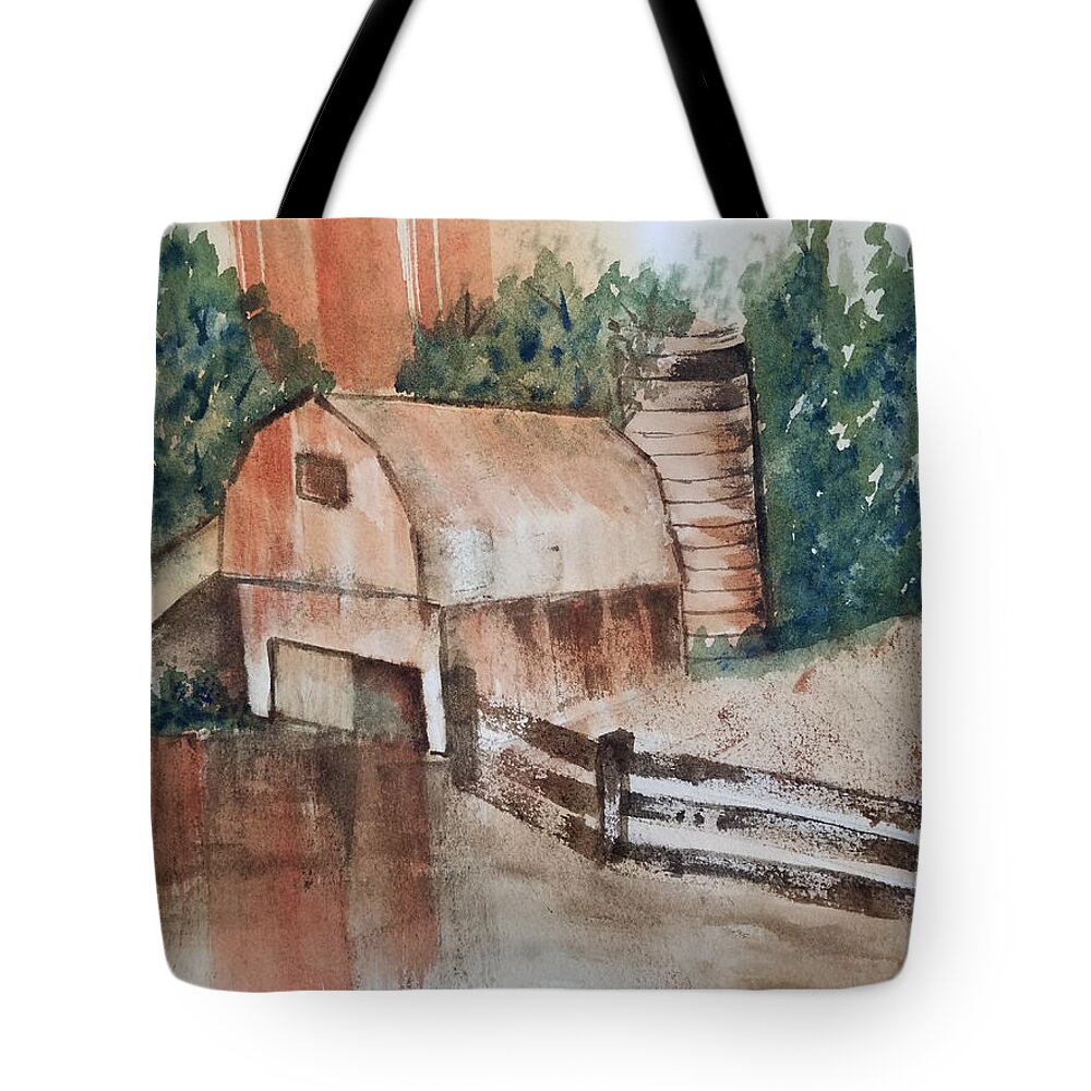 Barn Tote Bag featuring the painting Rusty Barn by Elise Boam