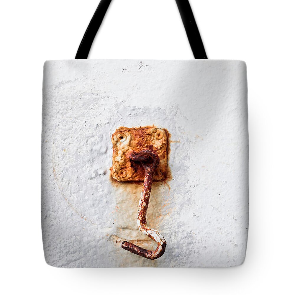 Abstract Tote Bag featuring the photograph Rusty hook by Tom Gowanlock