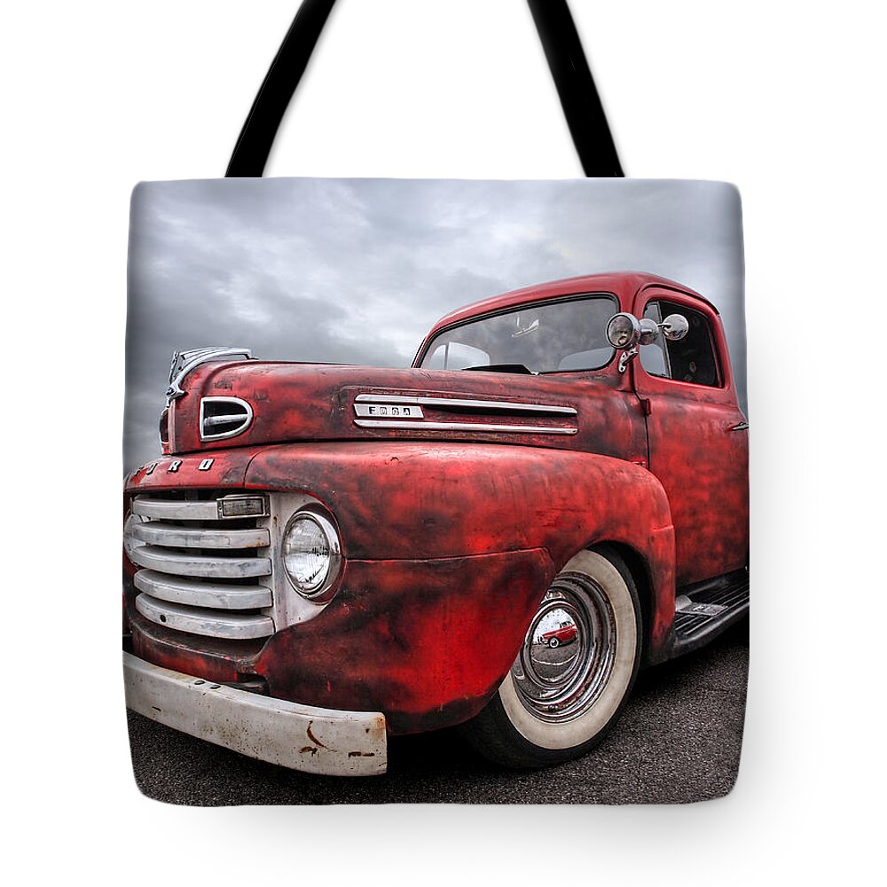 Ford Truck Tote Bag featuring the photograph Rusty Jewel - 1948 Ford by Gill Billington