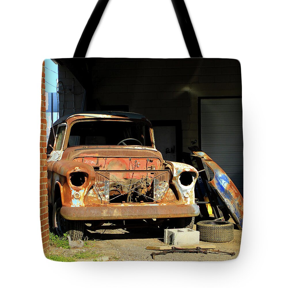 Rusty Truck Tote Bag featuring the photograph Rusty Truck by Karen Ruhl
