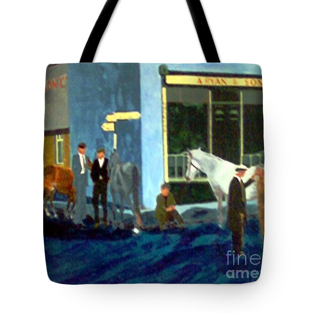 Ireland Tote Bag featuring the painting Ryans in Ireland by Karen Francis