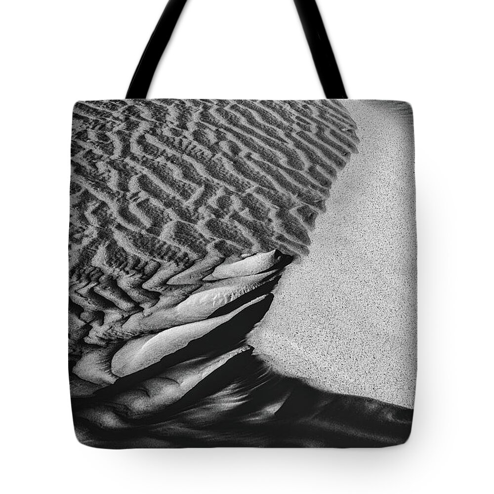 Monochrome Tote Bag featuring the photograph S-s-sand by Laura Roberts