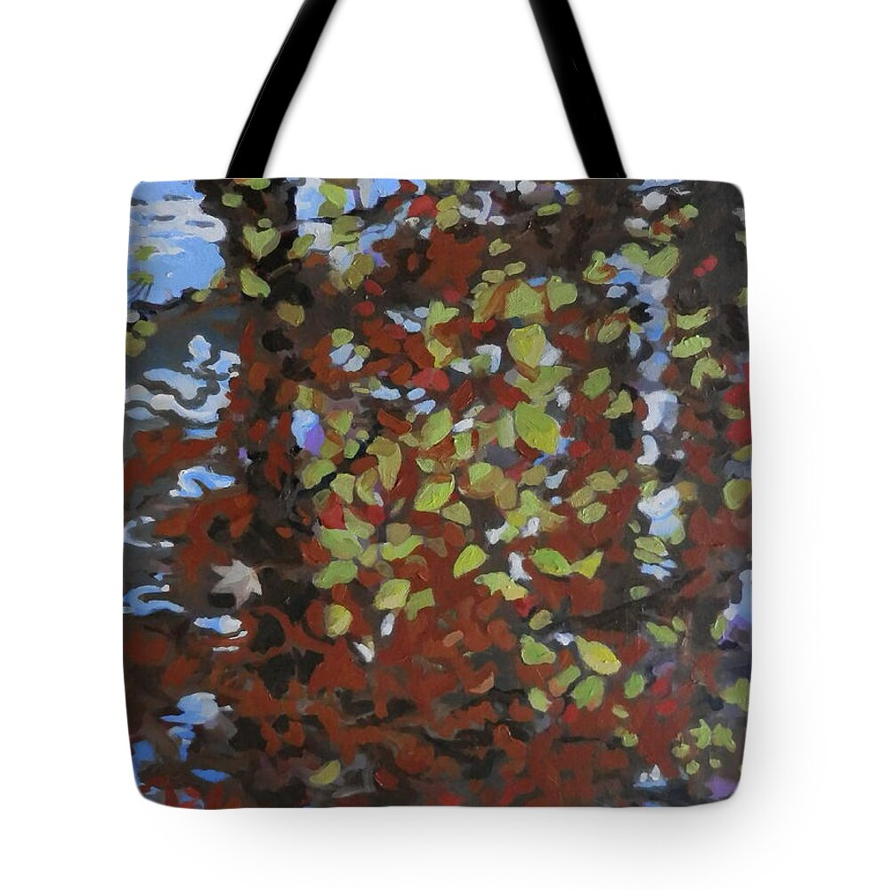 Landscape Tote Bag featuring the painting Sabbath Tree Reflections by Martha Tisdale