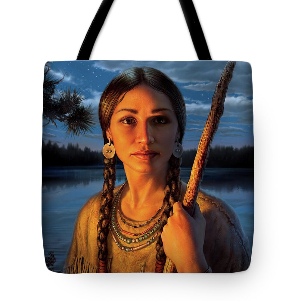 Sacagawea Tote Bag featuring the digital art Sacagawea by Mark Fredrickson