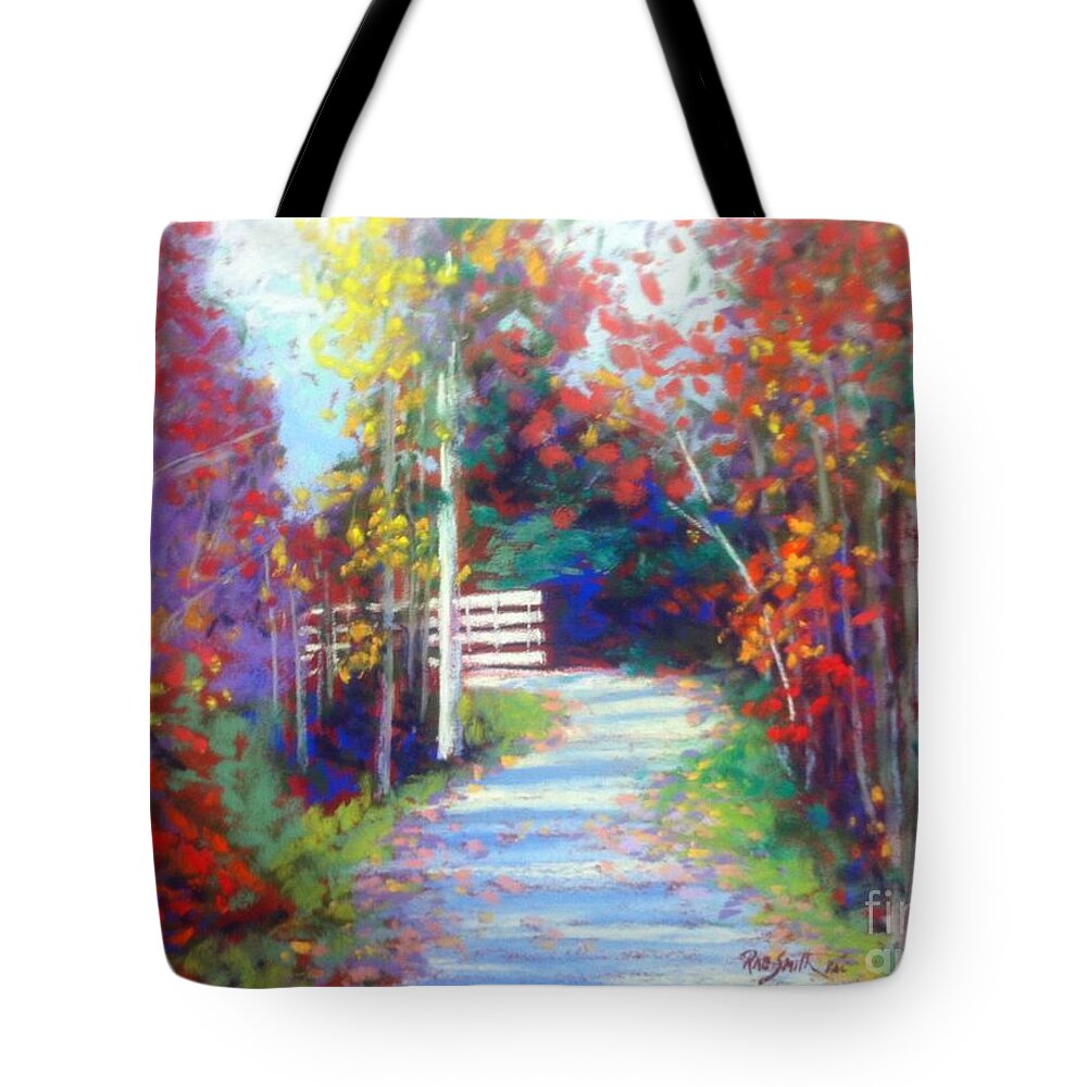 Pastels Tote Bag featuring the pastel Sackville Walking Trail by Rae Smith