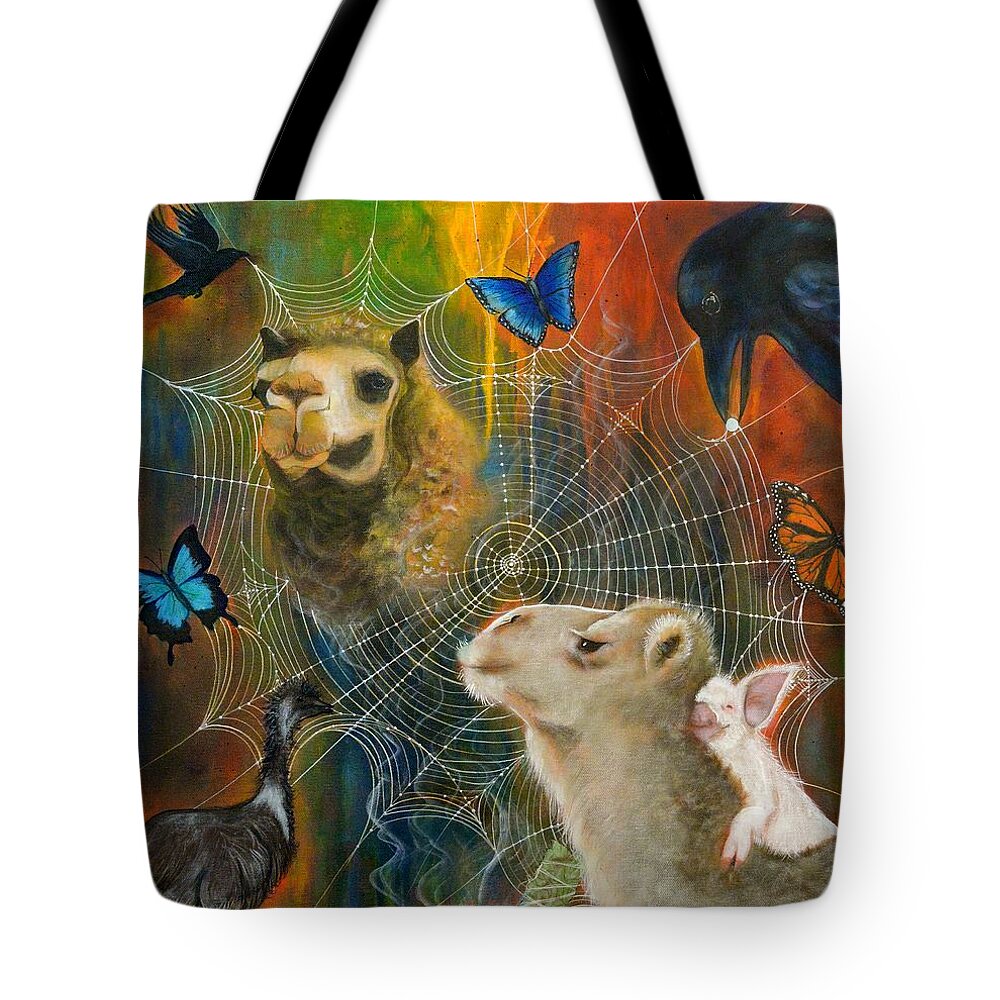 Animals Tote Bag featuring the painting Sacred Journey by Deborha Kerr