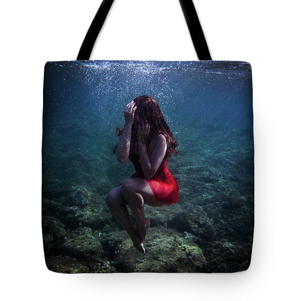 Mermaid Tote Bag featuring the photograph Sad Mermaid by Gemma Silvestre