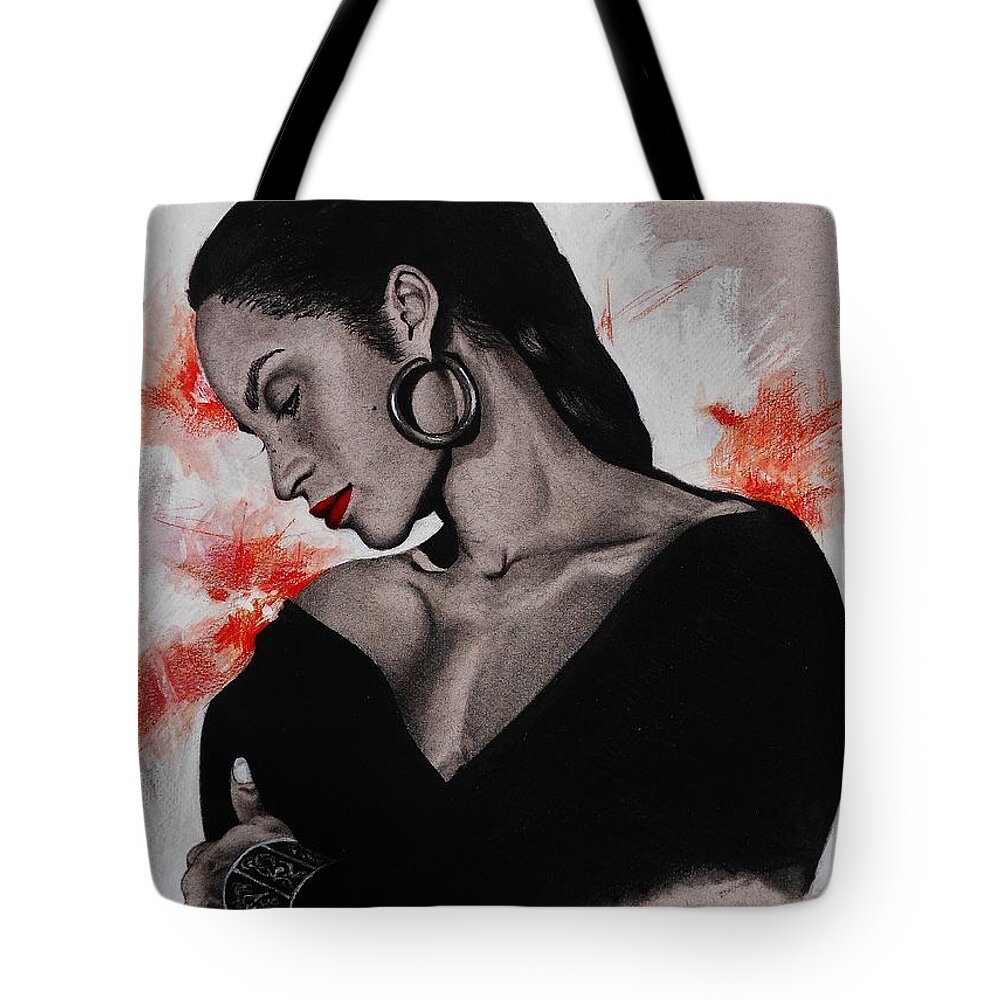 Drawings Tote Bag featuring the drawing Sade by Dana Newman