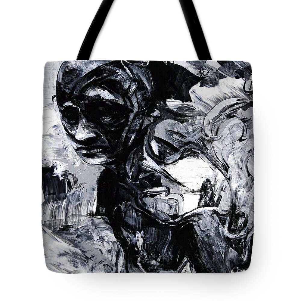 Sadness Tote Bag featuring the painting Sadness in All Men's Hearts by Jeff Klena