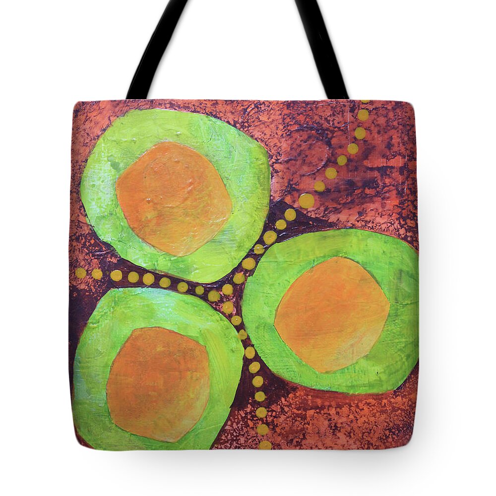 Orange Tote Bag featuring the mixed media Safe Zones by April Burton