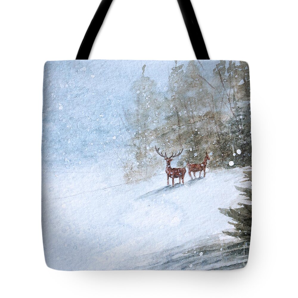 Safety In The Woods Tote Bag featuring the painting Safety in the Woods by Rebecca Davis
